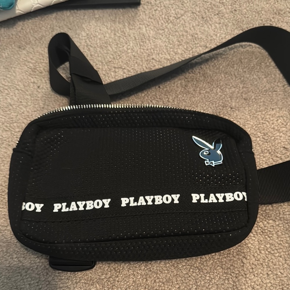 PLAYBOY Black Belt Bag with Iconic Logo